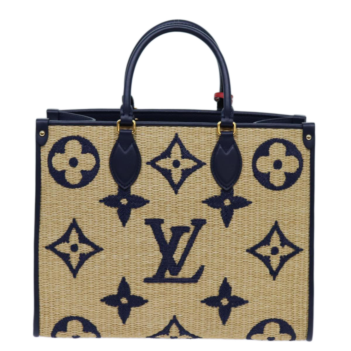 LOUIS VUITTON Monogram Raffia On The Go MM Bag 2way Beige M57723 LV Auth 70773S