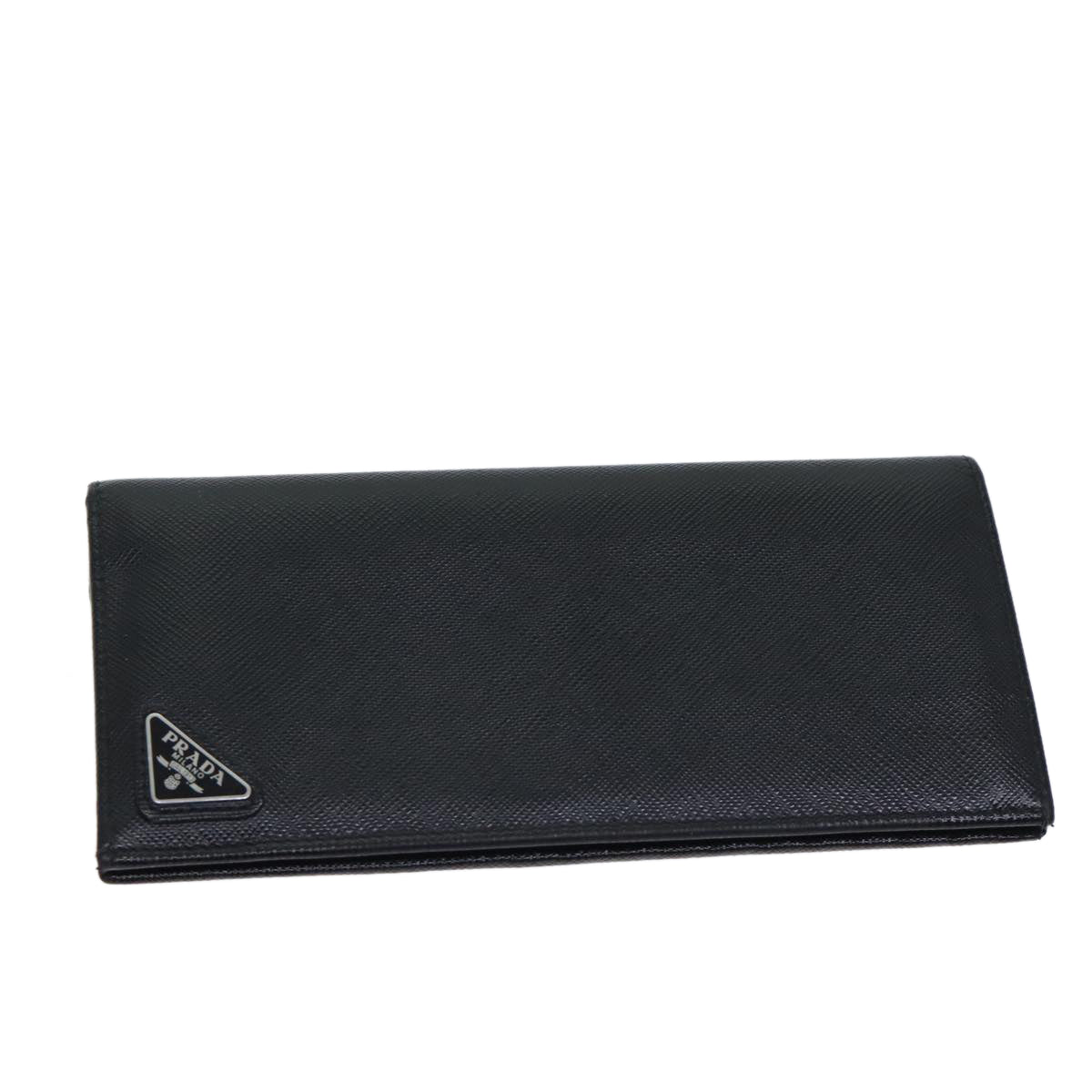 PRADA Long Wallet Safiano leather Black Auth 70785