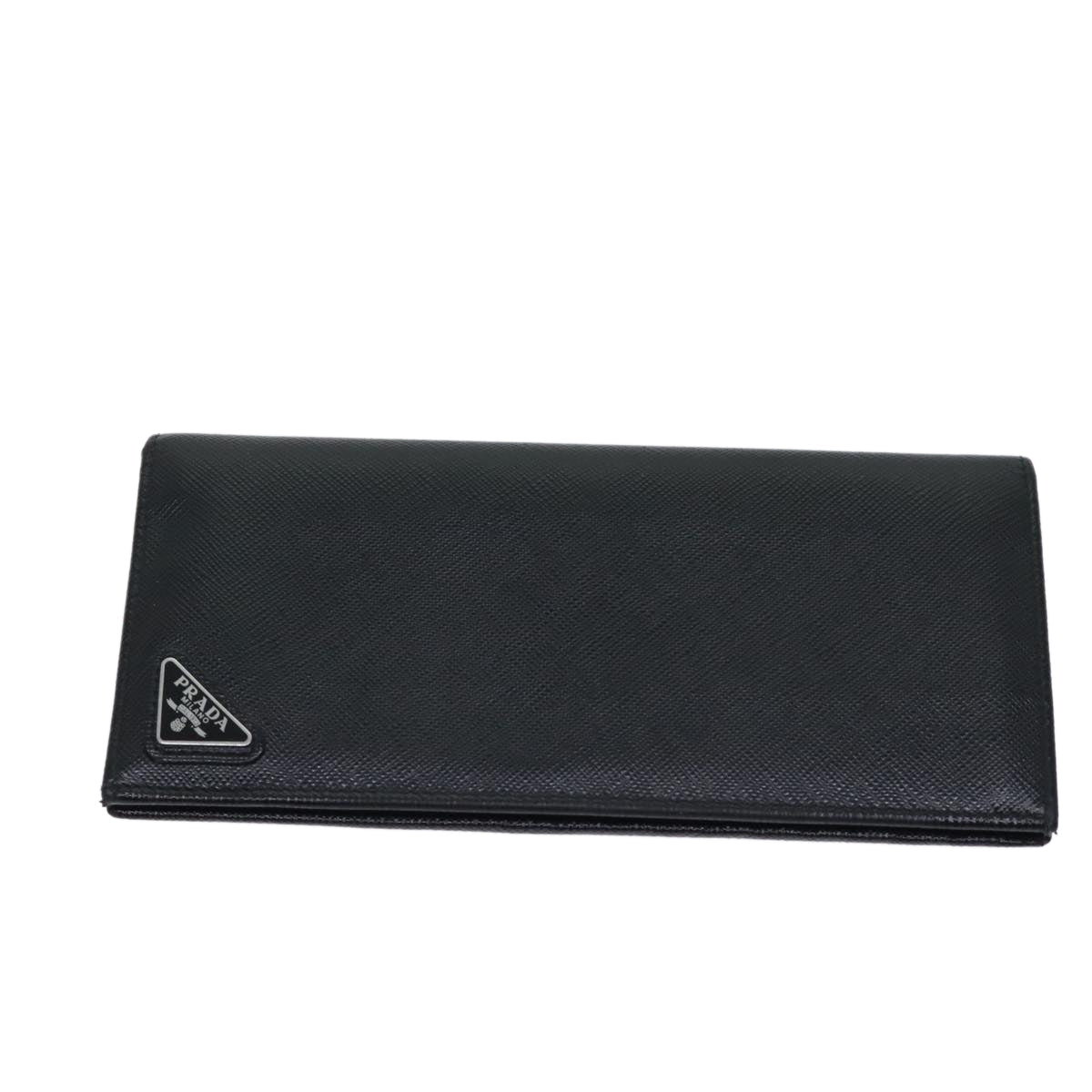 PRADA Long Wallet Safiano leather Black Auth 70785