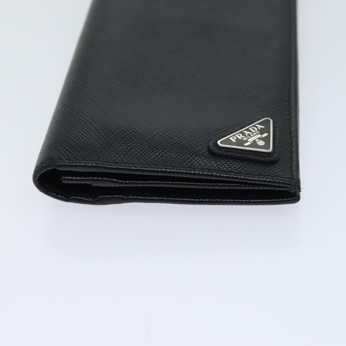 PRADA Long Wallet Safiano leather Black Auth 70785