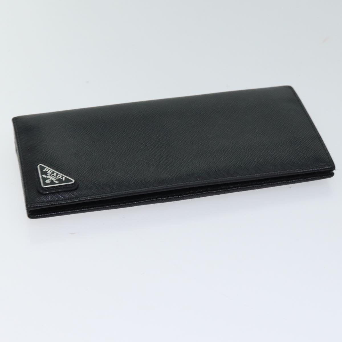 PRADA Long Wallet Safiano leather Black Auth 70785