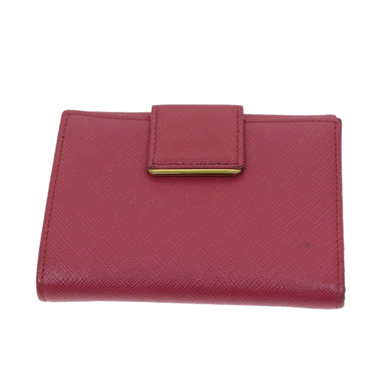 PRADA Wallet Safiano leather Pink Auth 70786