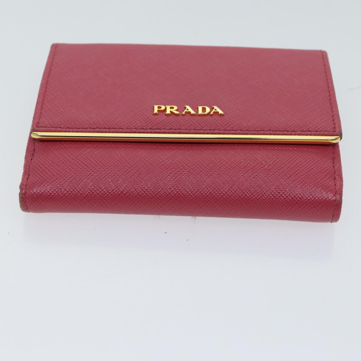 PRADA Wallet Safiano leather Pink Auth 70786