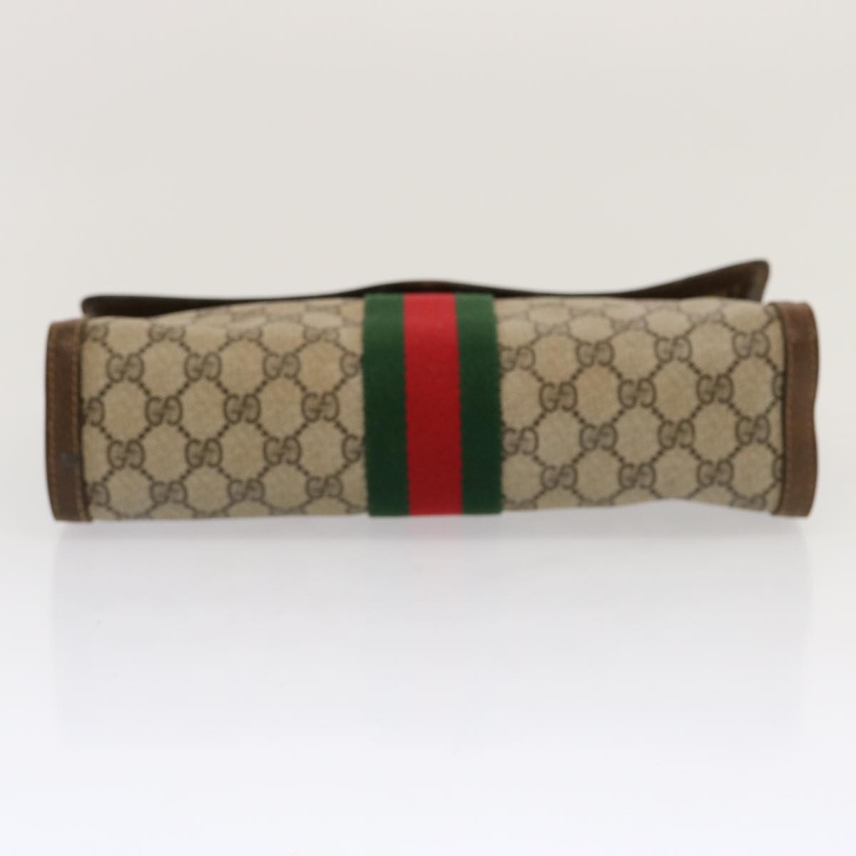 GUCCI GG Supreme Web Sherry Line Clutch Bag Beige 41 014 3087 30 Auth 70810