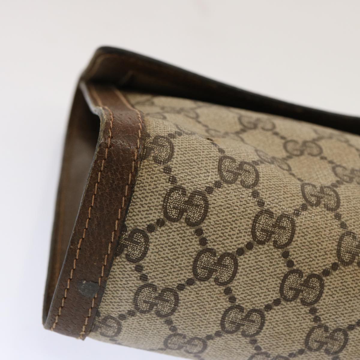 GUCCI GG Supreme Web Sherry Line Clutch Bag Beige 41 014 3087 30 Auth 70810