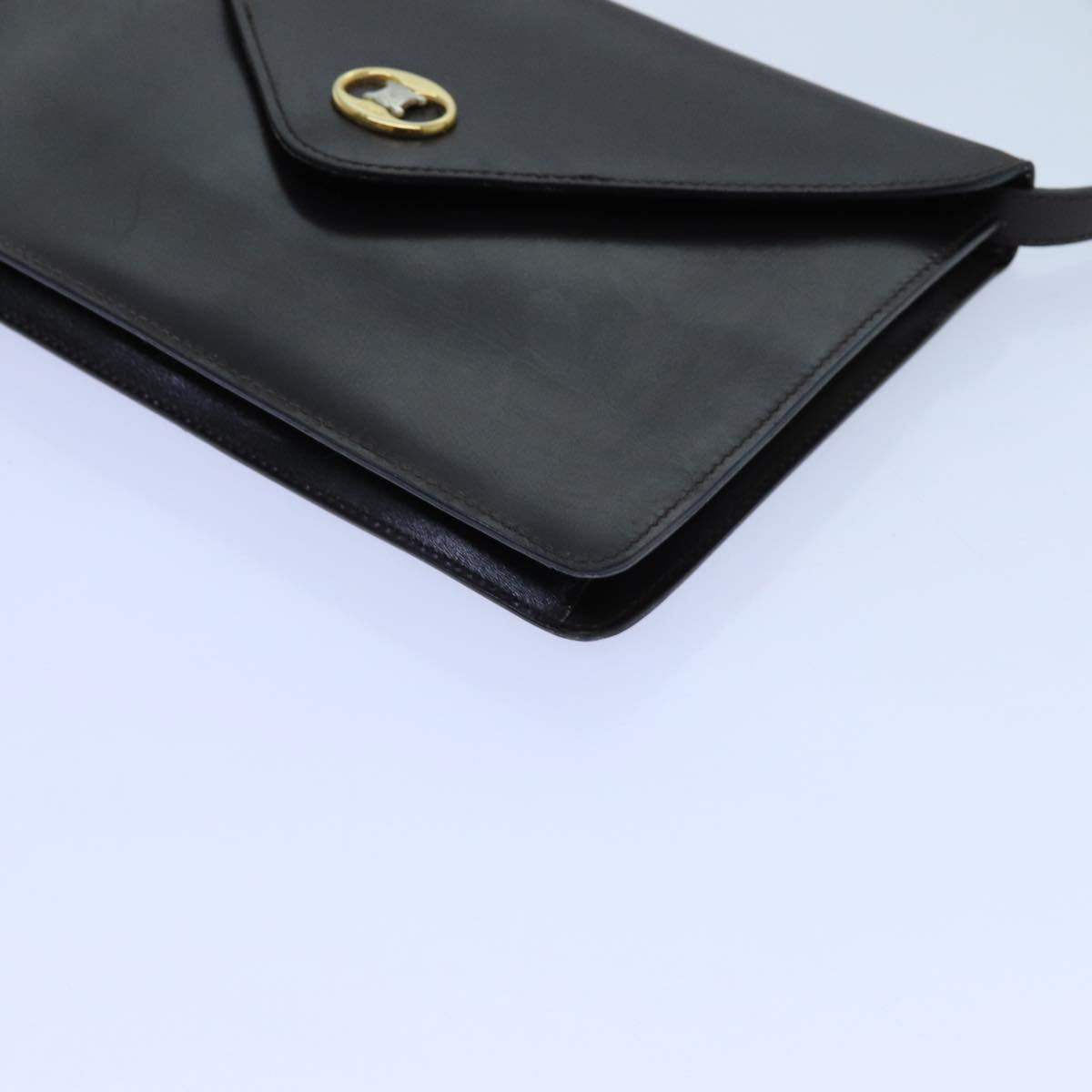 CELINE Shoulder Bag Leather Dark Brown Auth 70813