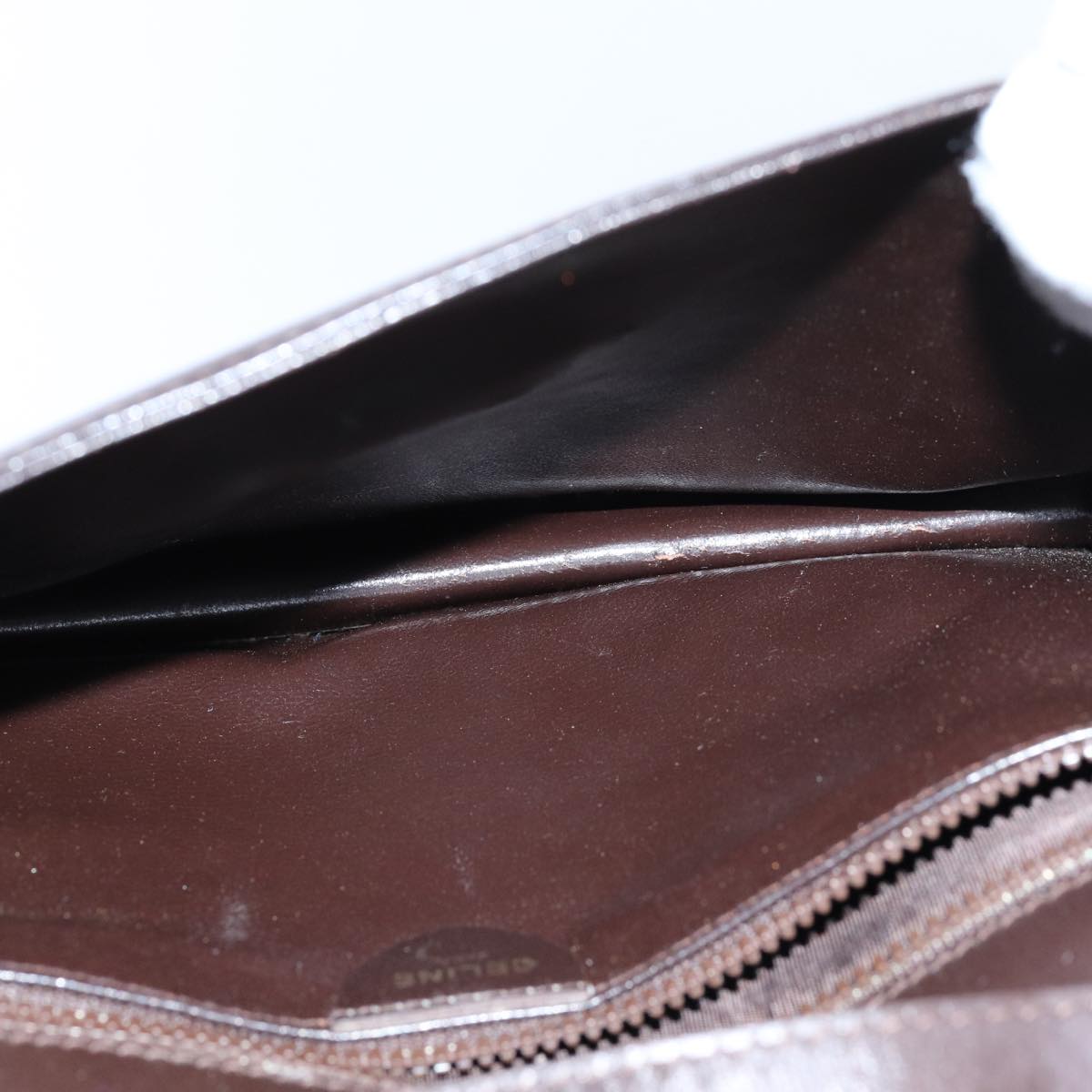 CELINE Shoulder Bag Leather Dark Brown Auth 70813