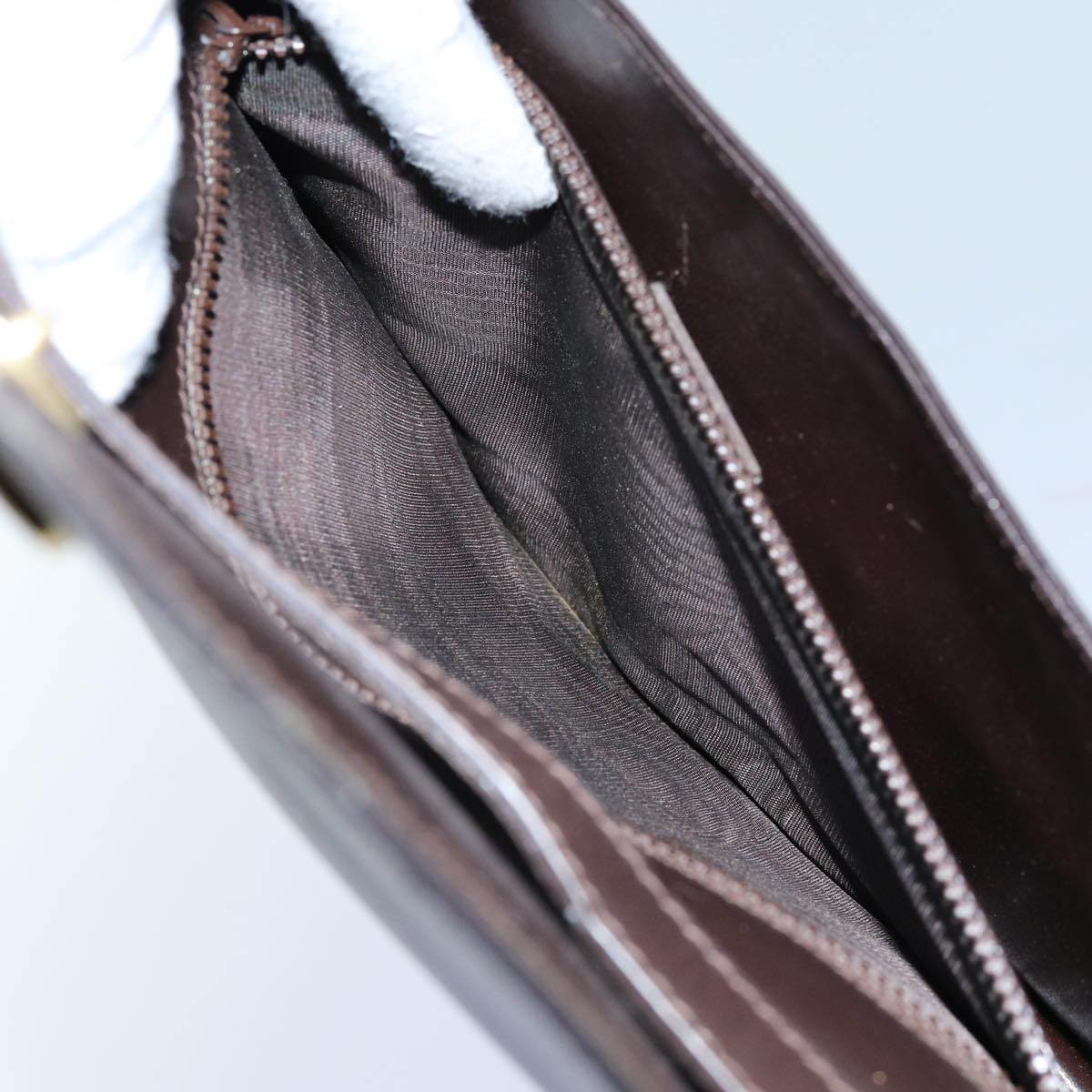 CELINE Shoulder Bag Leather Dark Brown Auth 70813