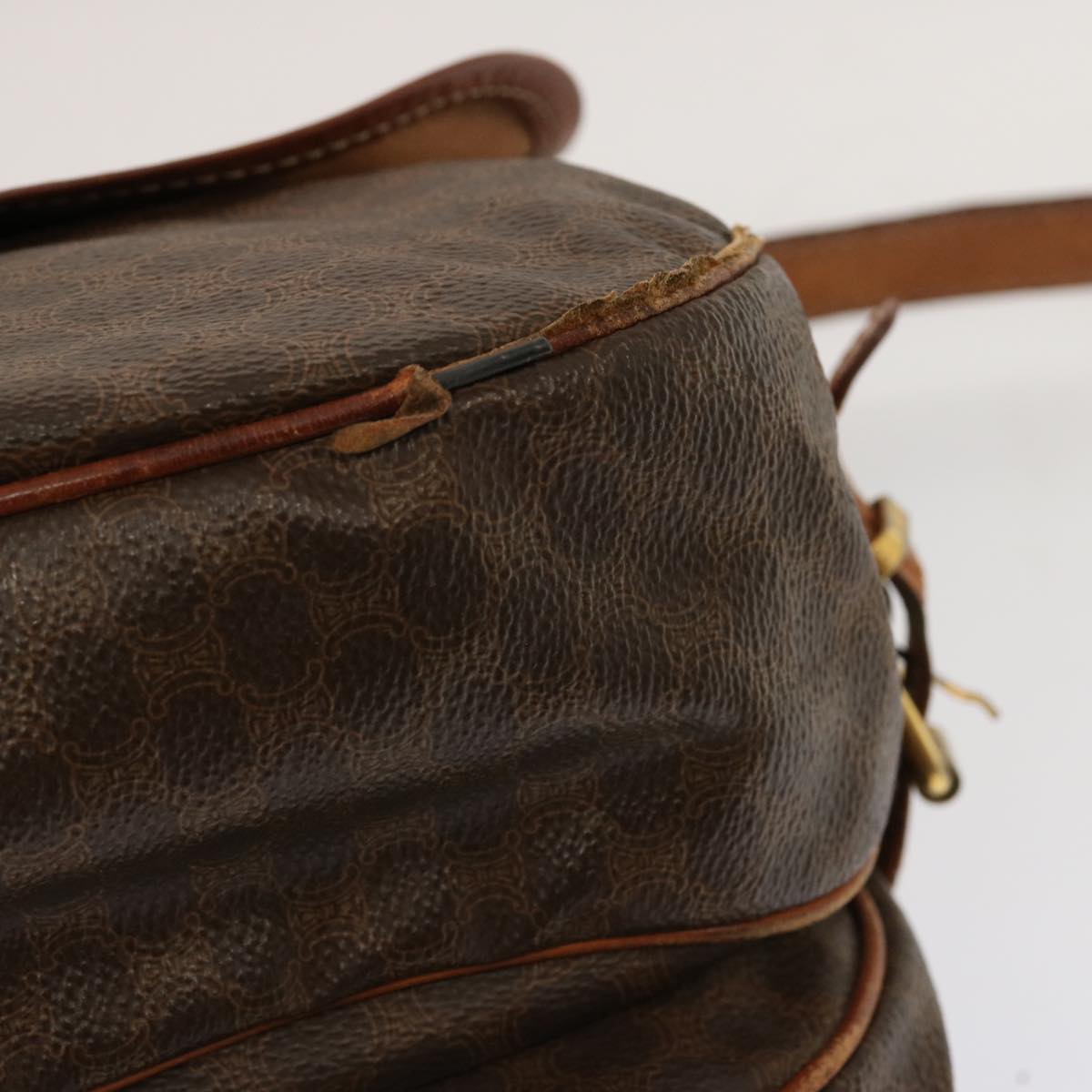 CELINE Macadam Canvas Shoulder Bag PVC Brown Auth 70829