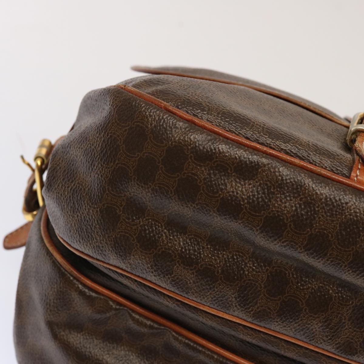 CELINE Macadam Canvas Shoulder Bag PVC Brown Auth 70829