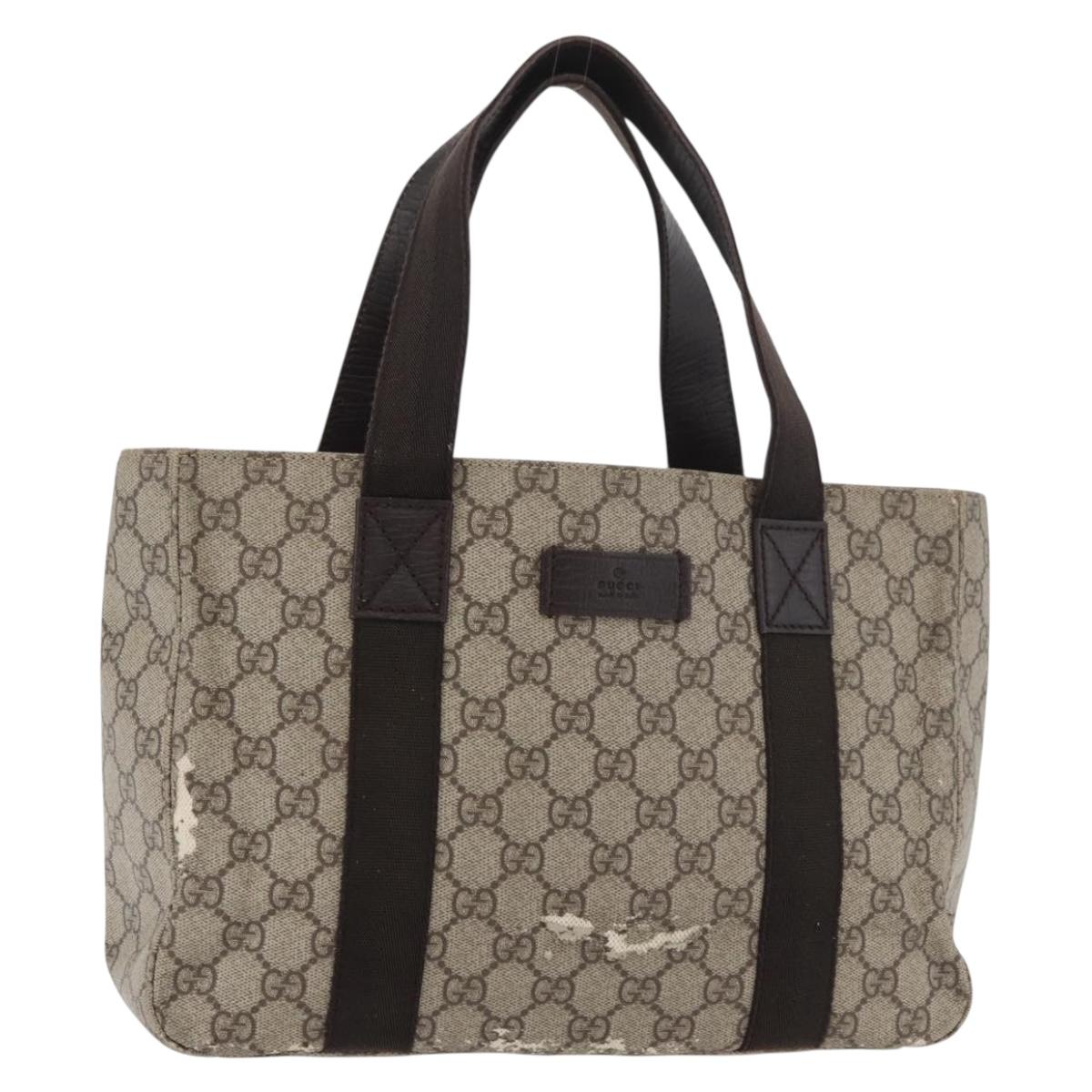 GUCCI GG Supreme Hand Bag PVC Beige 141976 Auth 70862