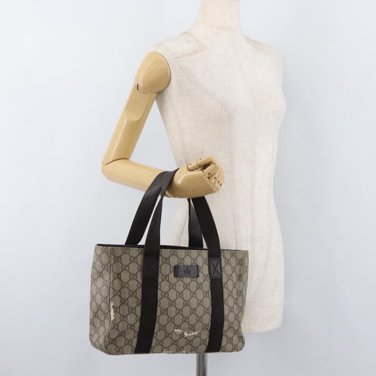 GUCCI GG Supreme Hand Bag PVC Beige 141976 Auth 70862