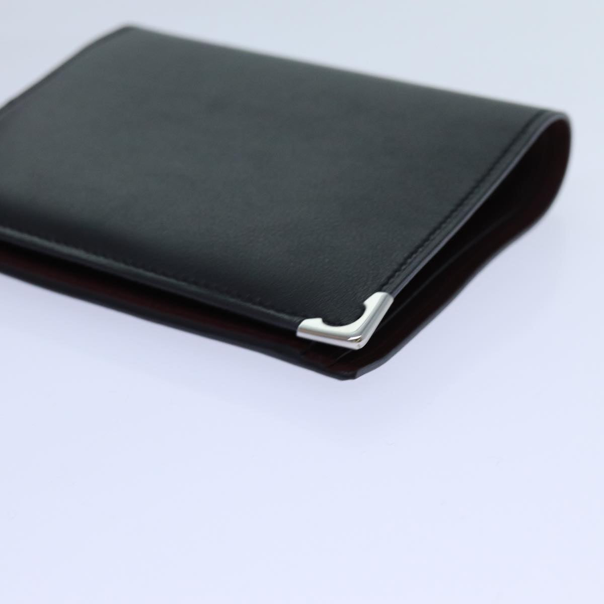 CARTIER Card Case Leather Black Auth 70877