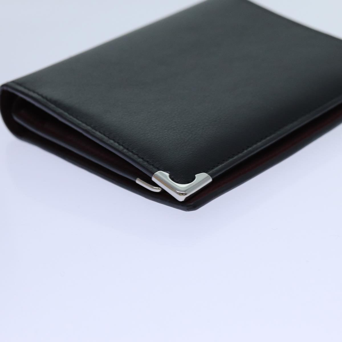 CARTIER Card Case Leather Black Auth 70877