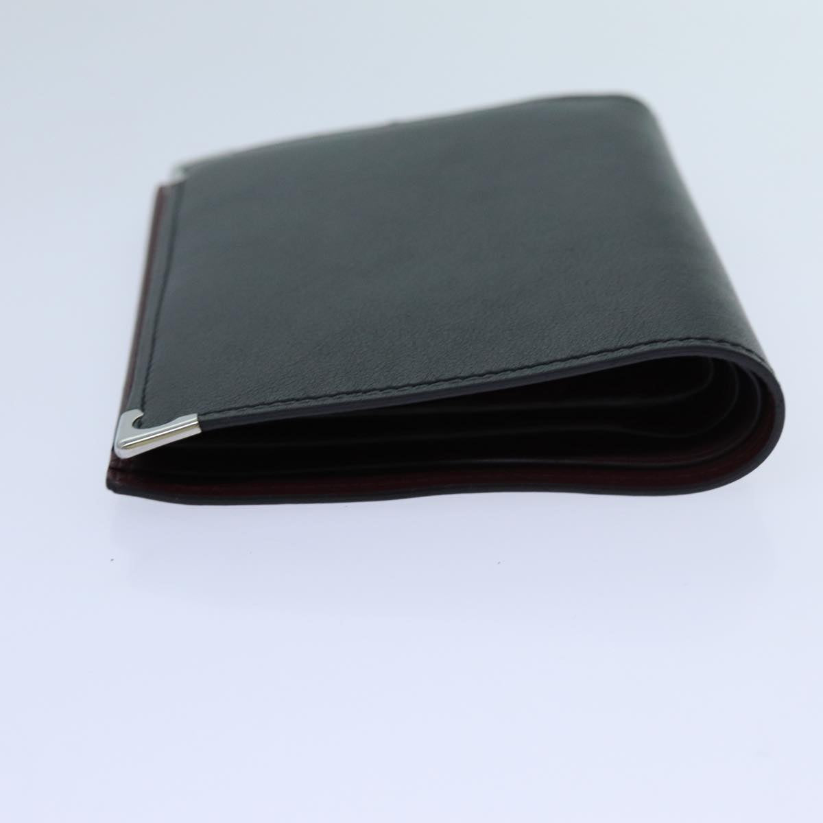 CARTIER Card Case Leather Black Auth 70877