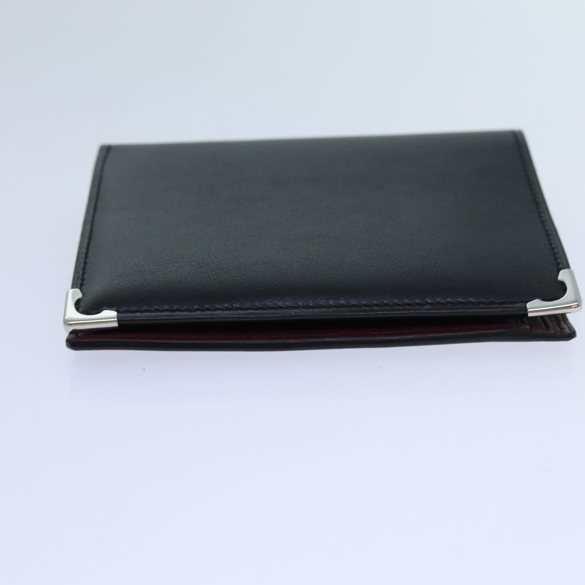 CARTIER Card Case Leather Black Auth 70877