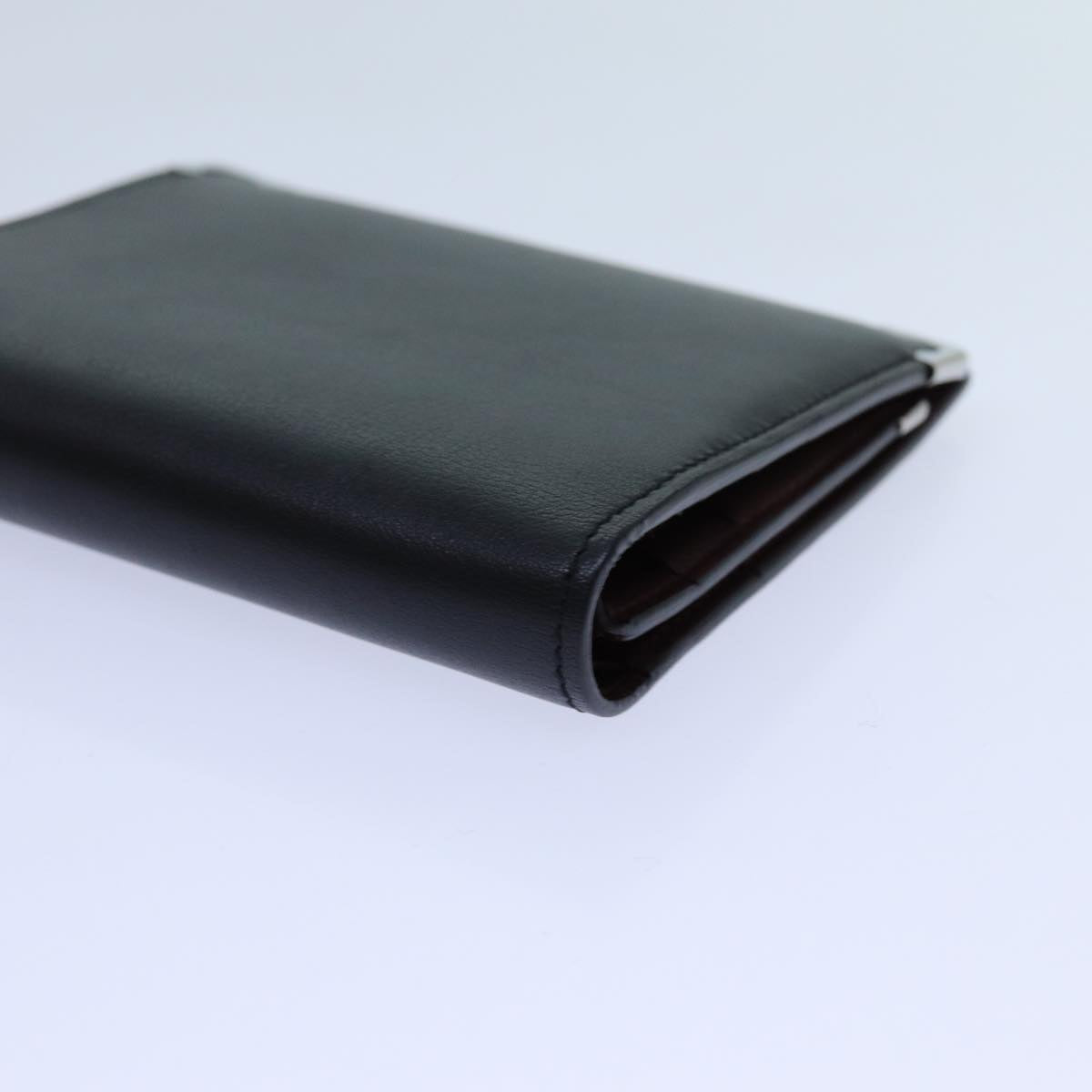 CARTIER Card Case Leather Black Auth 70877