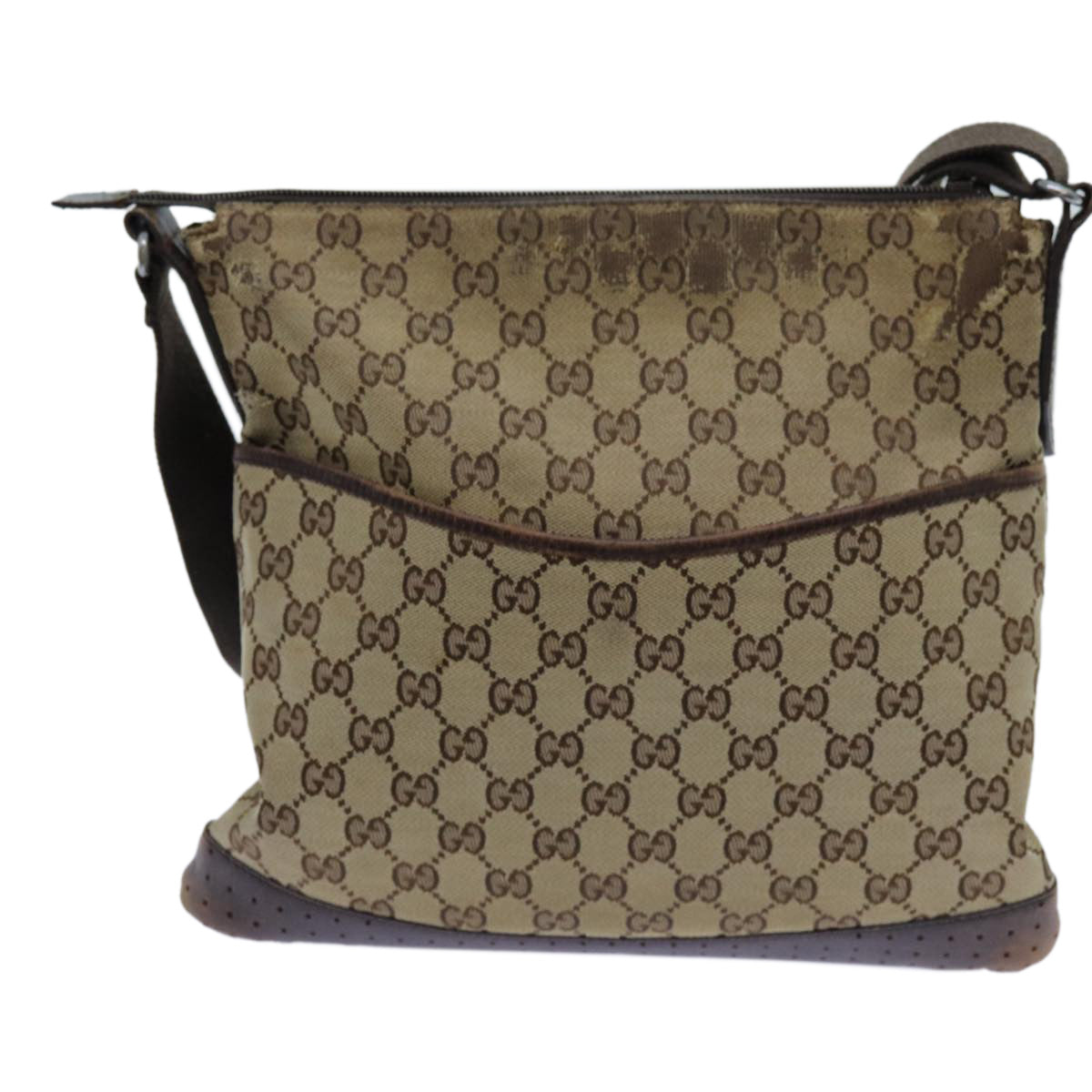 GUCCI GG Canvas Shoulder Bag Beige Auth 71027