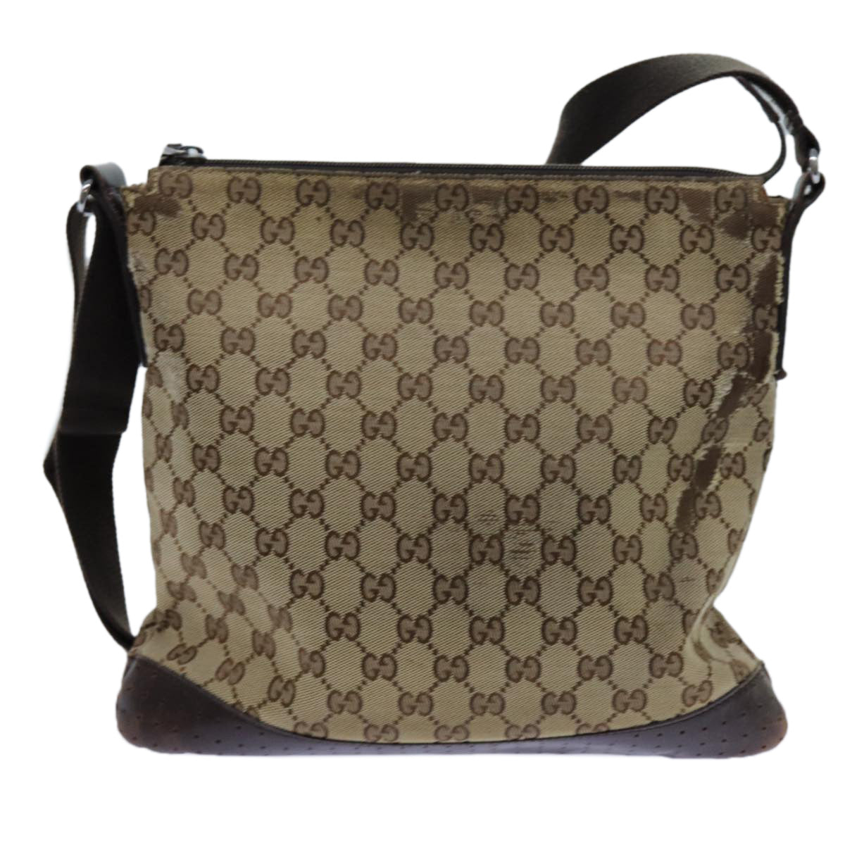 GUCCI GG Canvas Shoulder Bag Beige Auth 71027