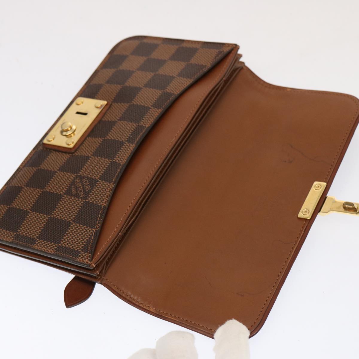 LOUIS VUITTON Damier Ebene Portefeuille Ascot Long Wallet N63171 LV Auth 71056