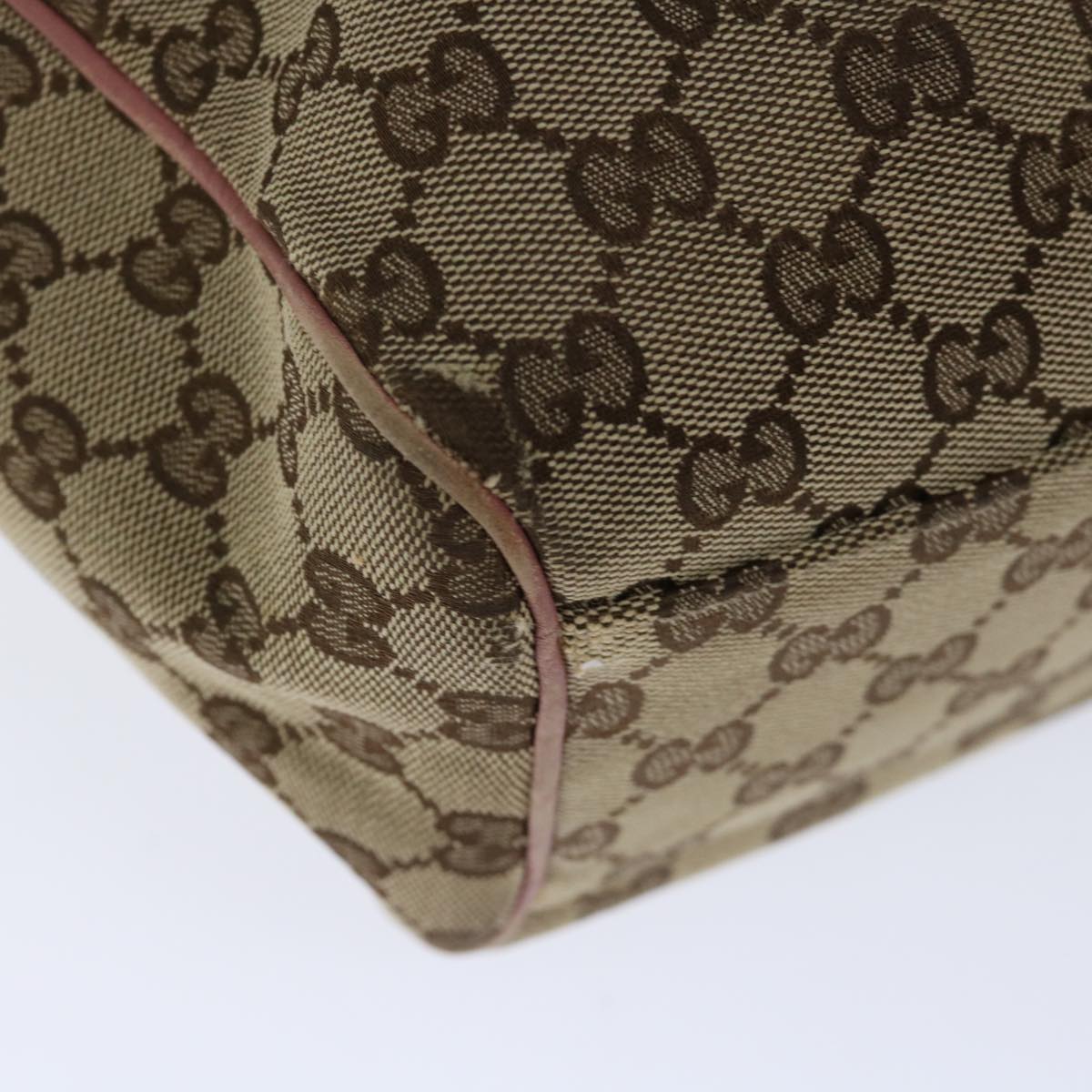 GUCCI GG Canvas Hand Bag Beige Pink Auth 71094