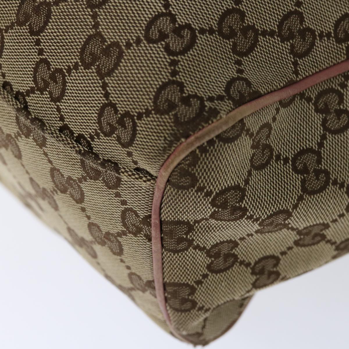 GUCCI GG Canvas Hand Bag Beige Pink Auth 71094