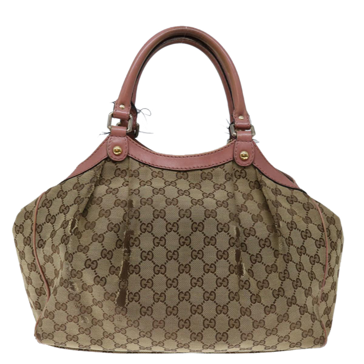 GUCCI GG Canvas Hand Bag Beige Pink Auth 71094