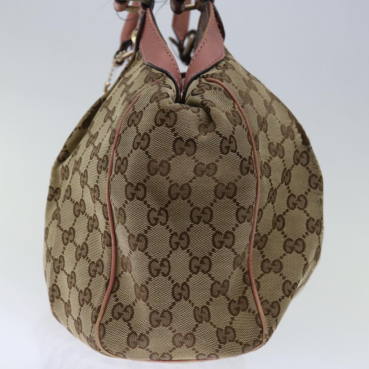 GUCCI GG Canvas Hand Bag Beige Pink Auth 71094