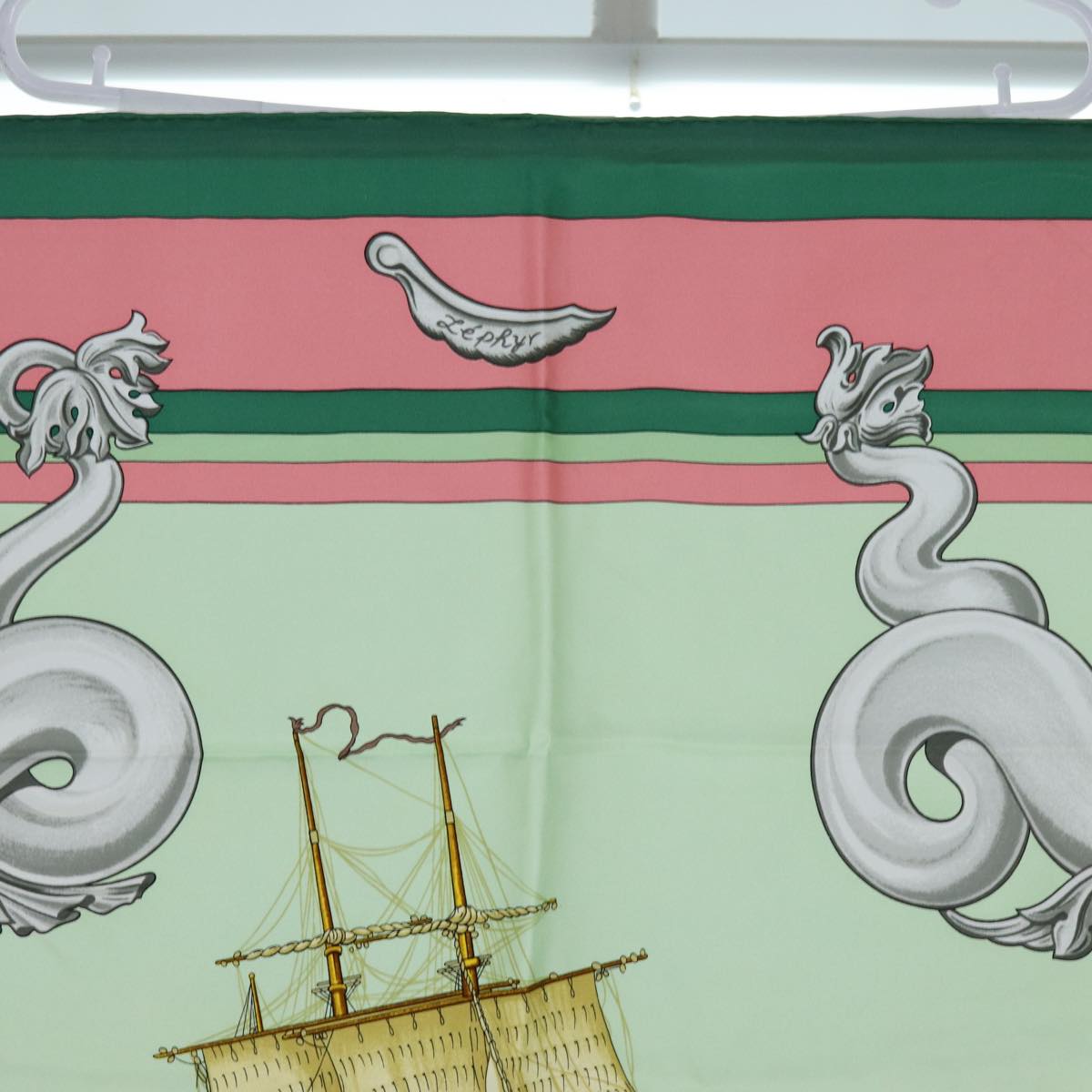 HERMES Carre 90 Zephyr Scarf Silk Green Auth 71129