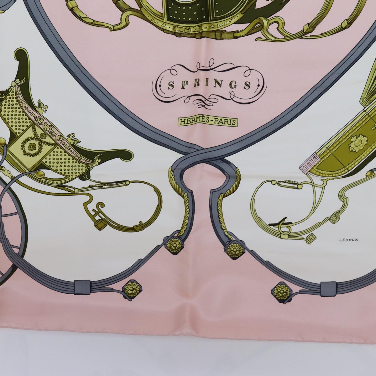 HERMES Carre 90 SPRINGS Scarf Silk Pink Auth 71133