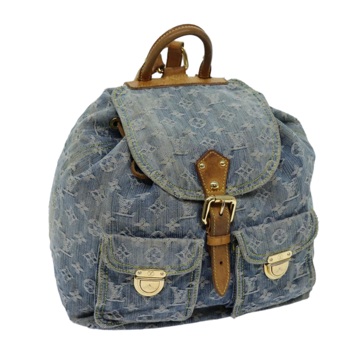 LOUIS VUITTON Monogram Denim Sac A DosGM Backpack Blue M95056 LV Auth 71186