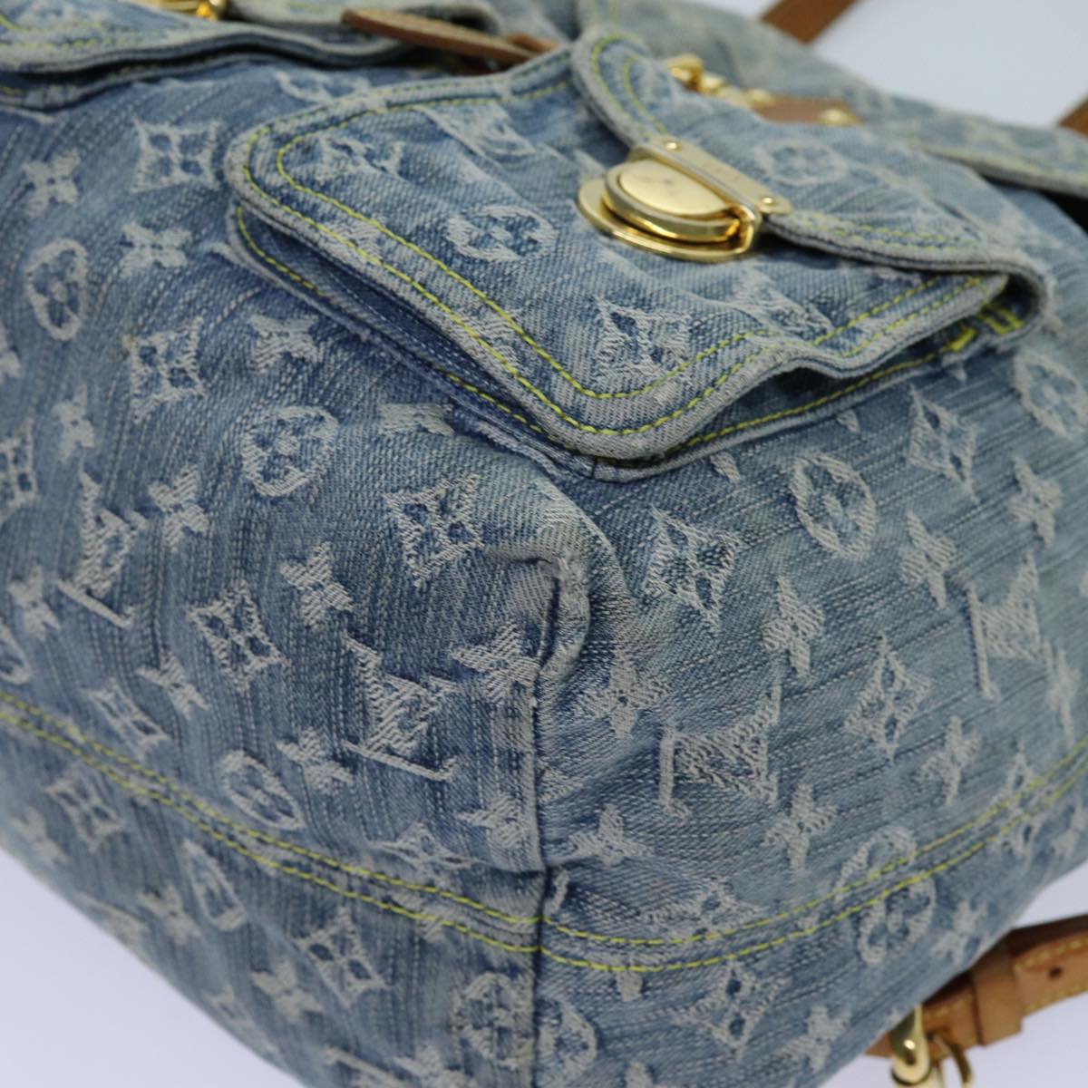 LOUIS VUITTON Monogram Denim Sac A DosGM Backpack Blue M95056 LV Auth 71186