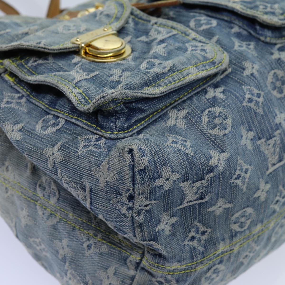 LOUIS VUITTON Monogram Denim Sac A DosGM Backpack Blue M95056 LV Auth 71186