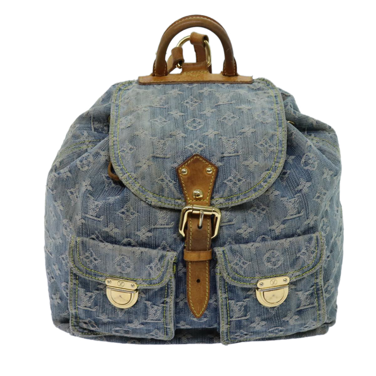 LOUIS VUITTON Monogram Denim Sac A DosGM Backpack Blue M95056 LV Auth 71186