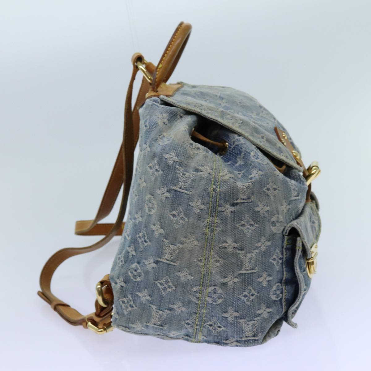 LOUIS VUITTON Monogram Denim Sac A DosGM Backpack Blue M95056 LV Auth 71186