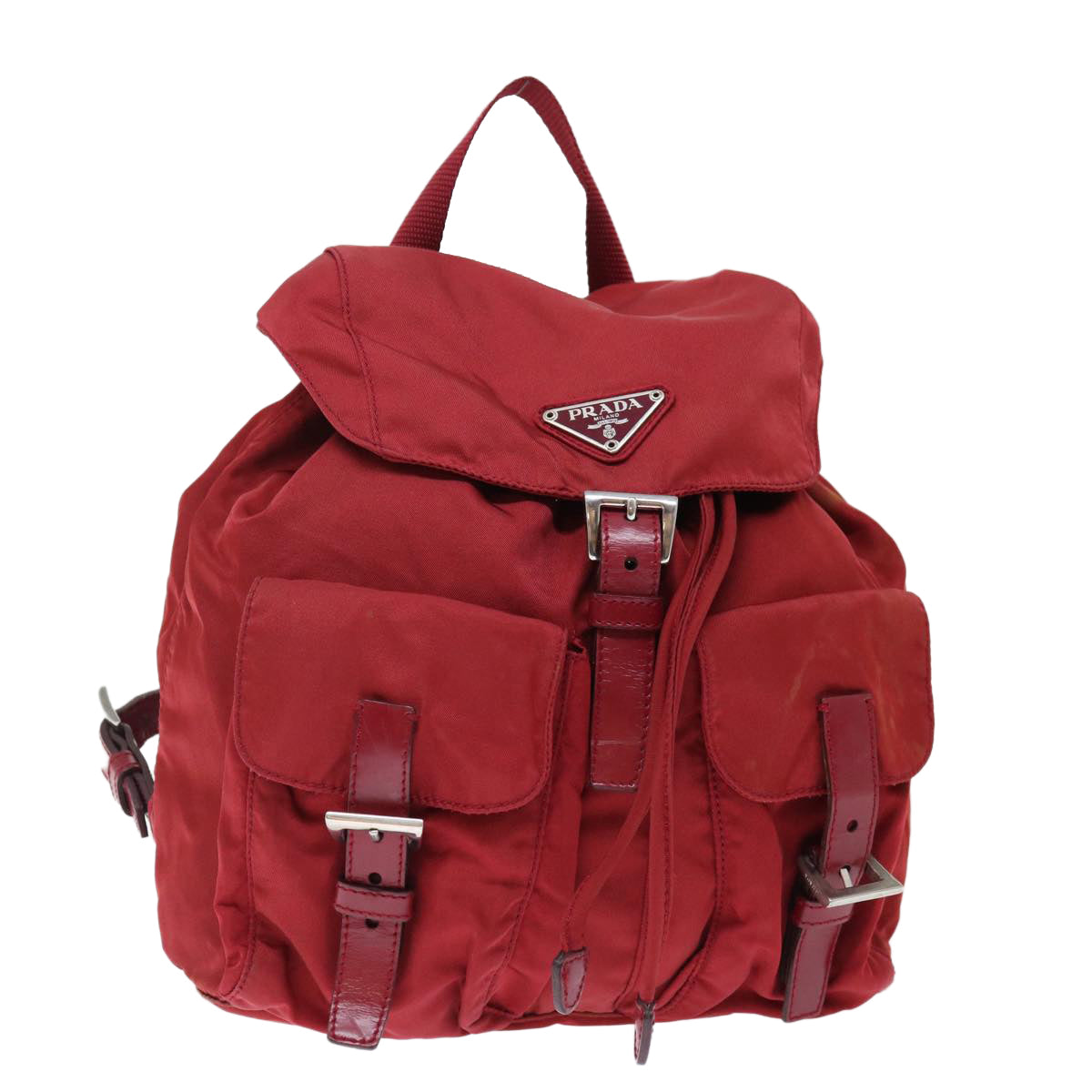 PRADA Backpack Nylon Red Auth 71295