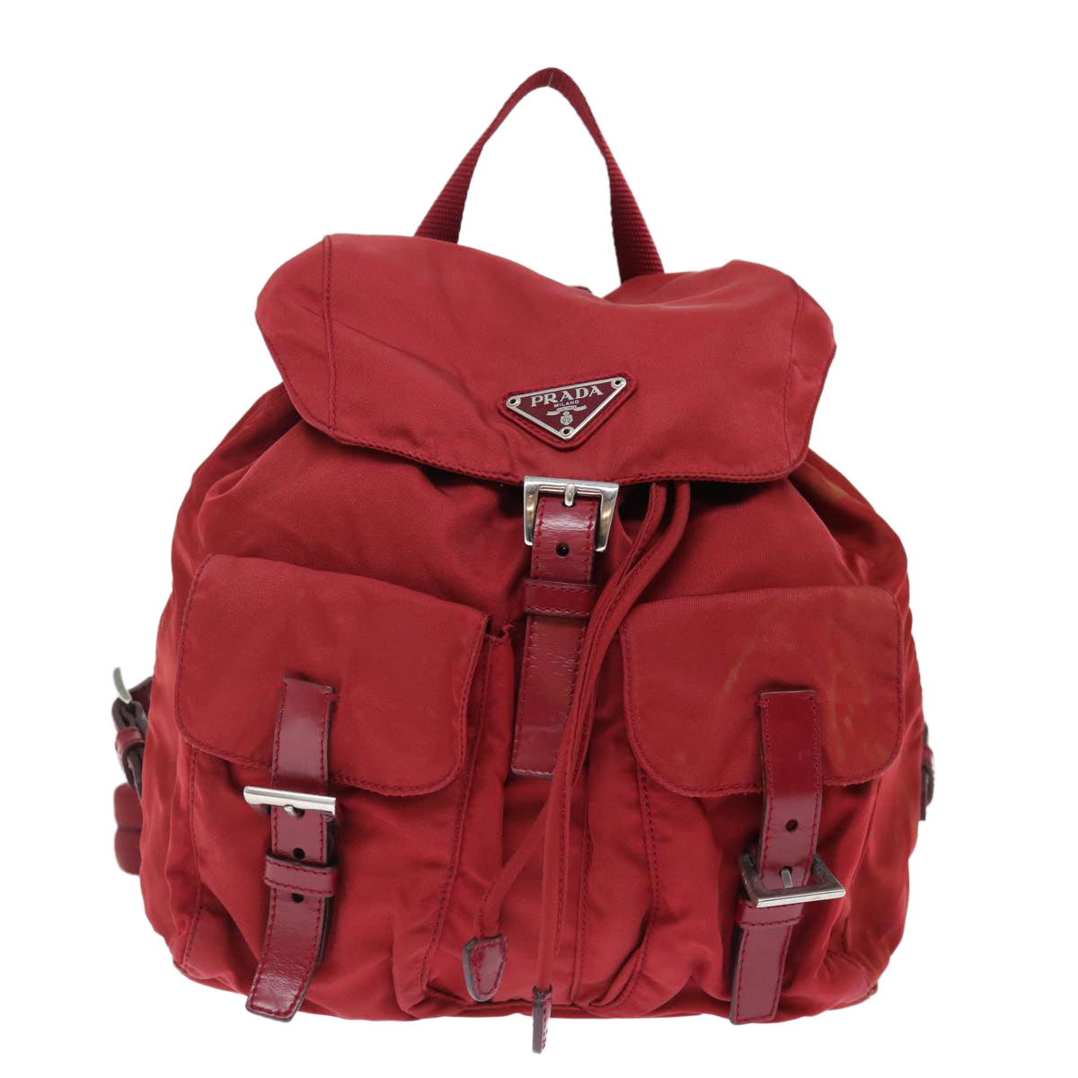 PRADA Backpack Nylon Red Auth 71295