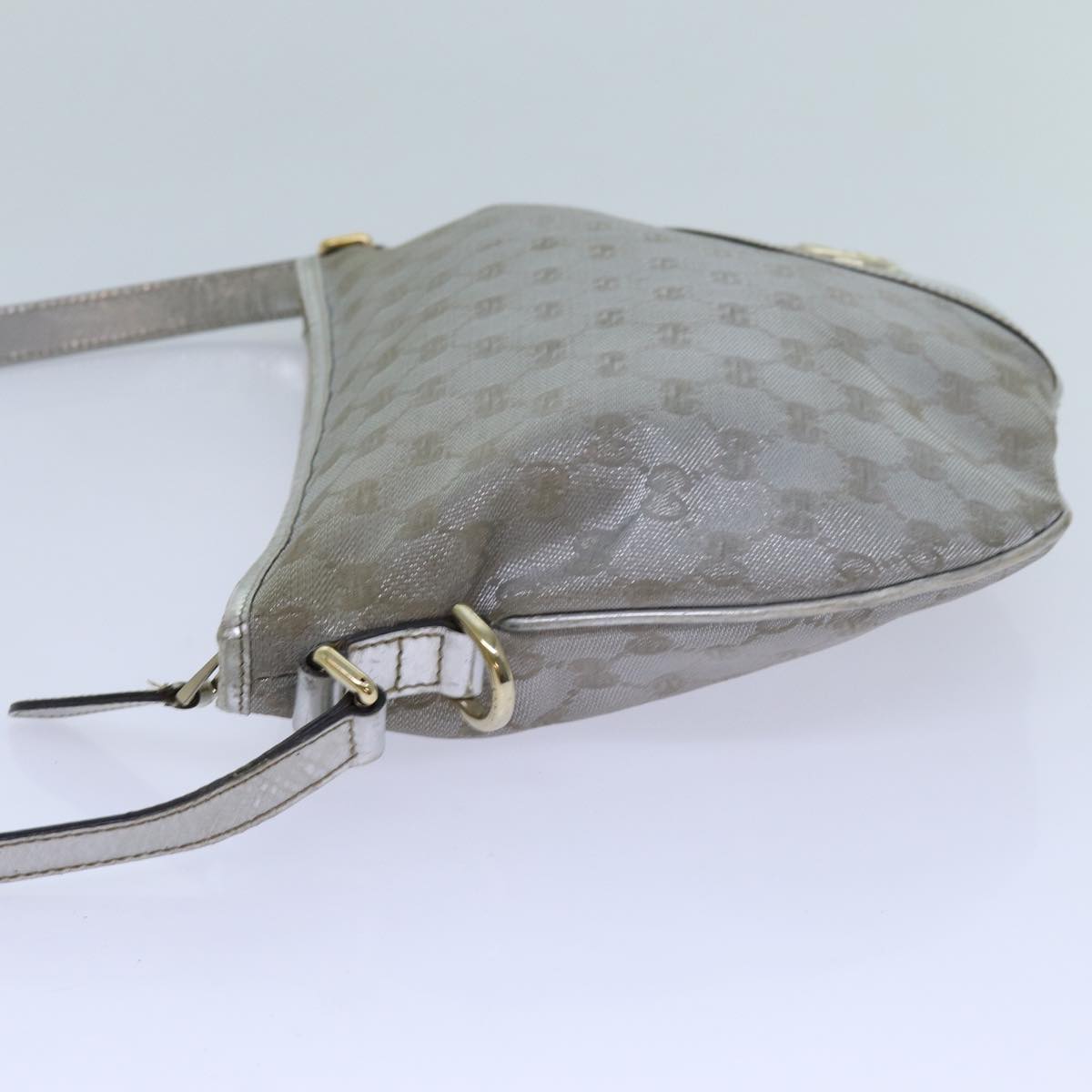 GUCCI GG Canvas Shoulder Bag Silver Auth 71301