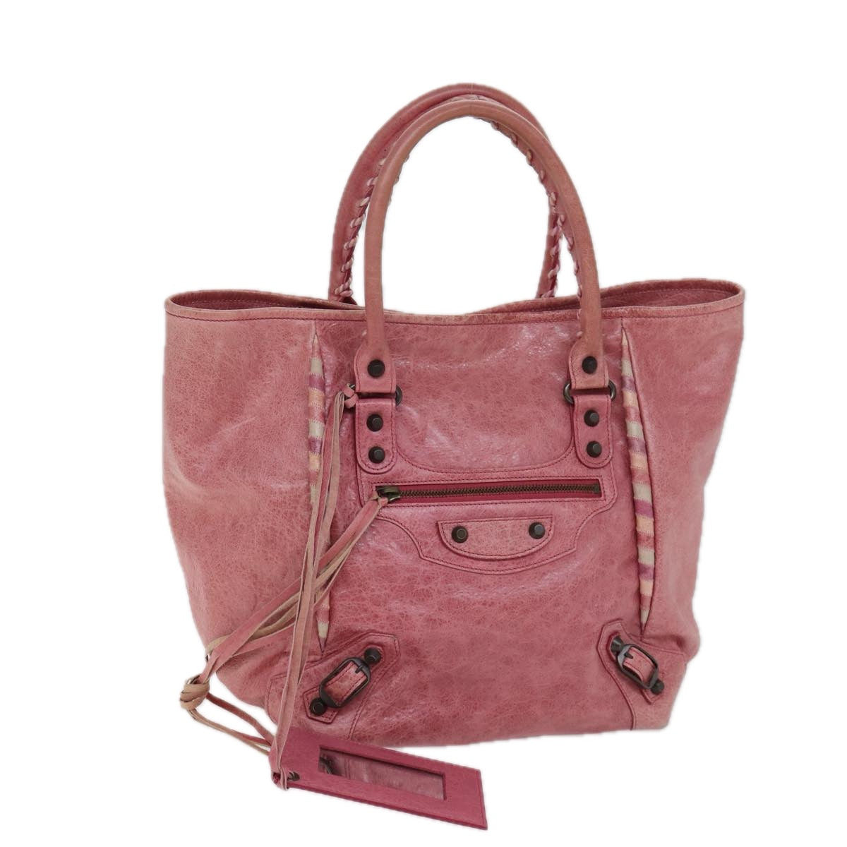 BALENCIAGA The Sunday Hand Bag Leather Pink Auth 71337