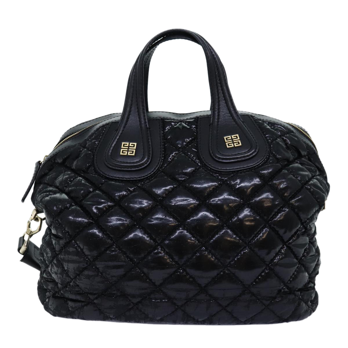 GIVENCHY Quilted Nightingale Hand Bag Coated Canvas 2way Black Auth 71341