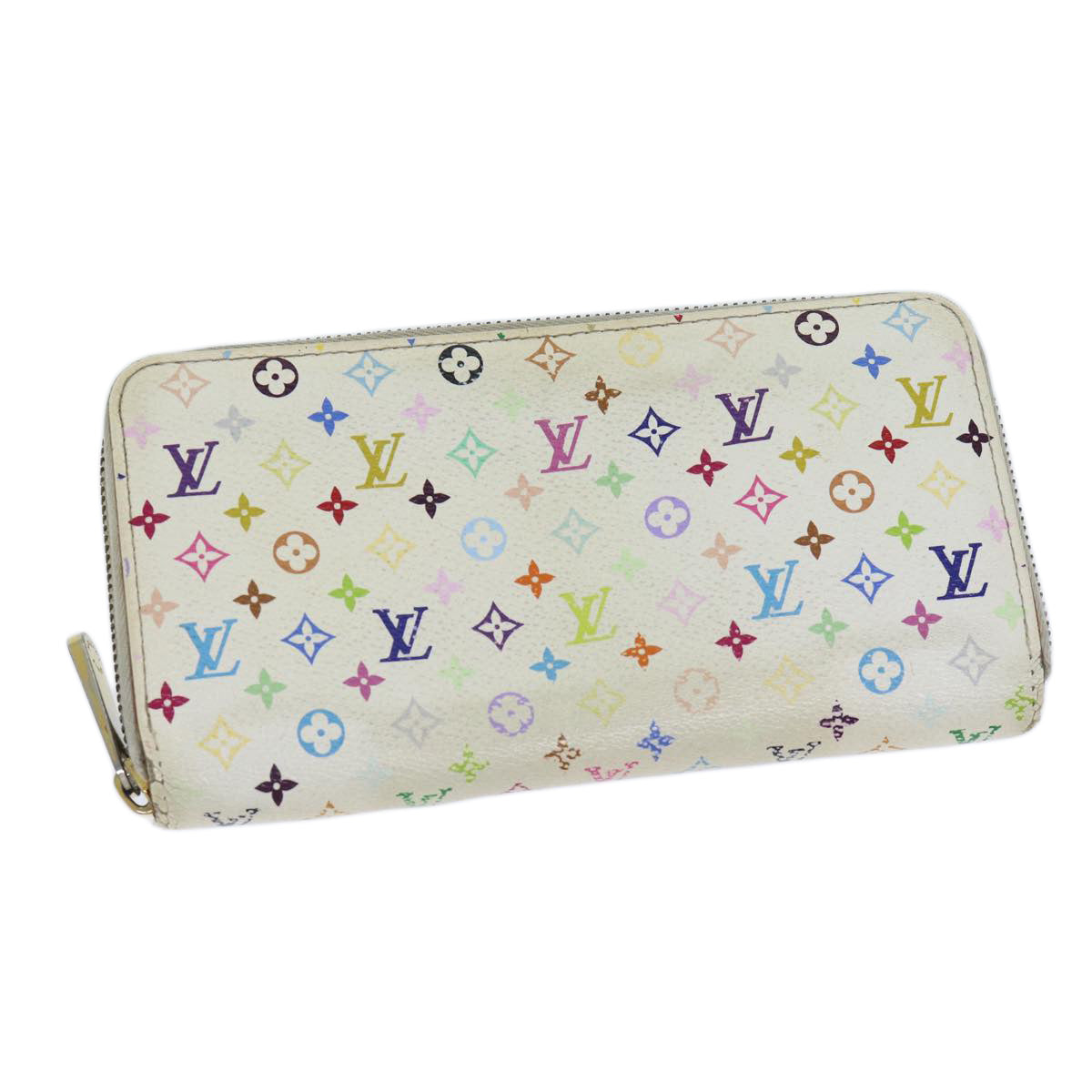 LOUIS VUITTON Monogram Multicolor Zippy Wallet White M60241 LV Auth 71364