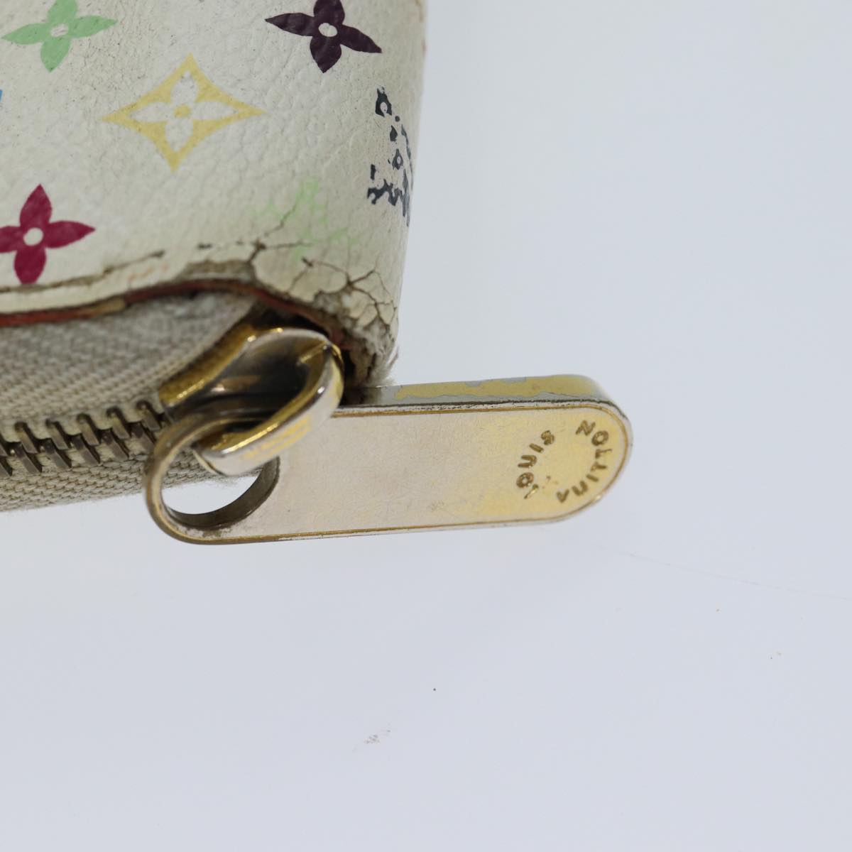 LOUIS VUITTON Monogram Multicolor Zippy Wallet White M60241 LV Auth 71364