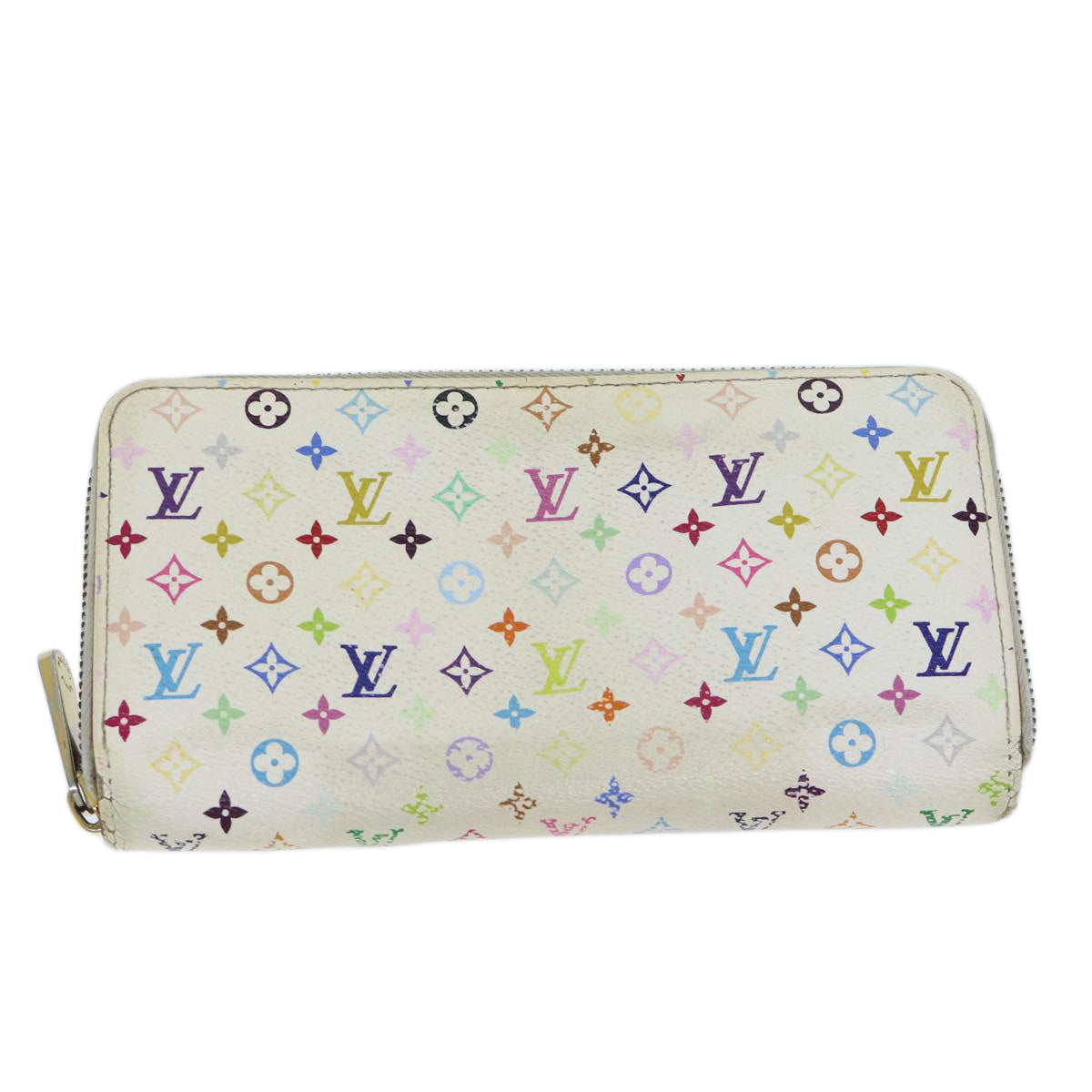 LOUIS VUITTON Monogram Multicolor Zippy Wallet White M60241 LV Auth 71364