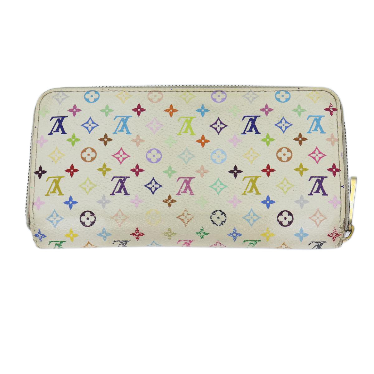 LOUIS VUITTON Monogram Multicolor Zippy Wallet White M60241 LV Auth 71364