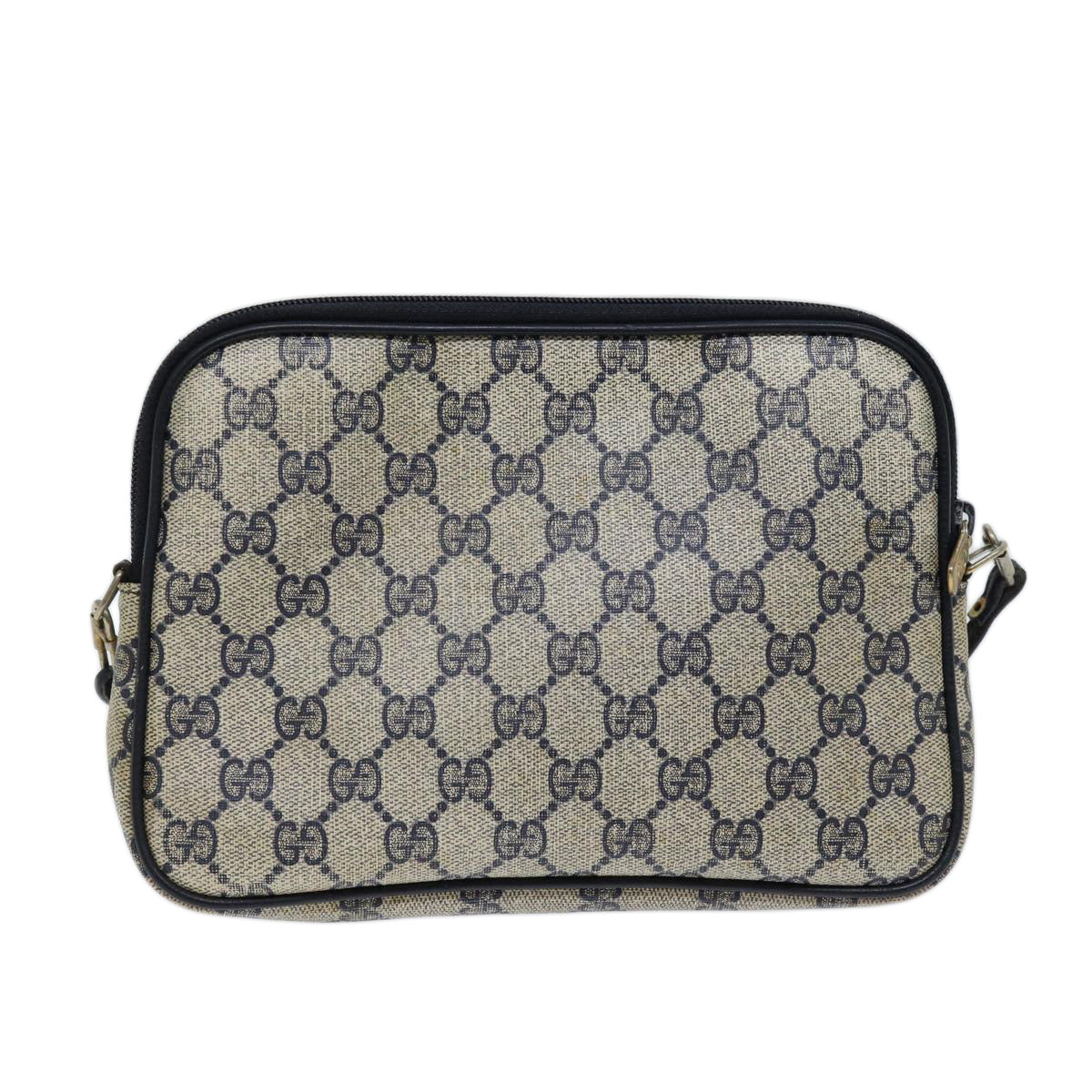 GUCCI GG Supreme Shoulder Bag PVC Navy 97 02 068 Auth 71425