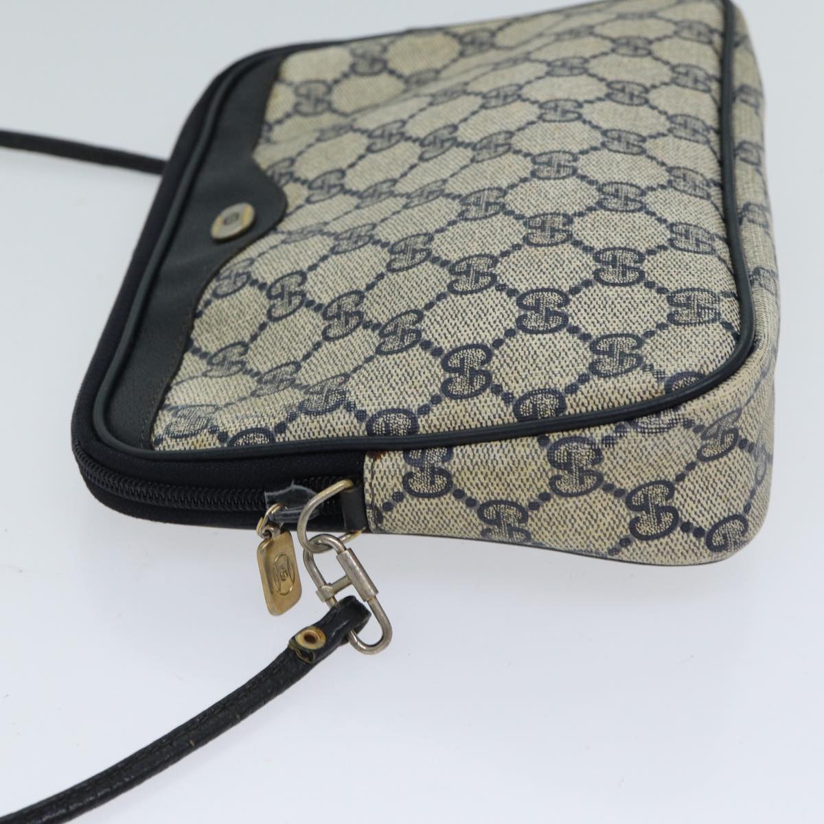 GUCCI GG Supreme Shoulder Bag PVC Navy 97 02 068 Auth 71425