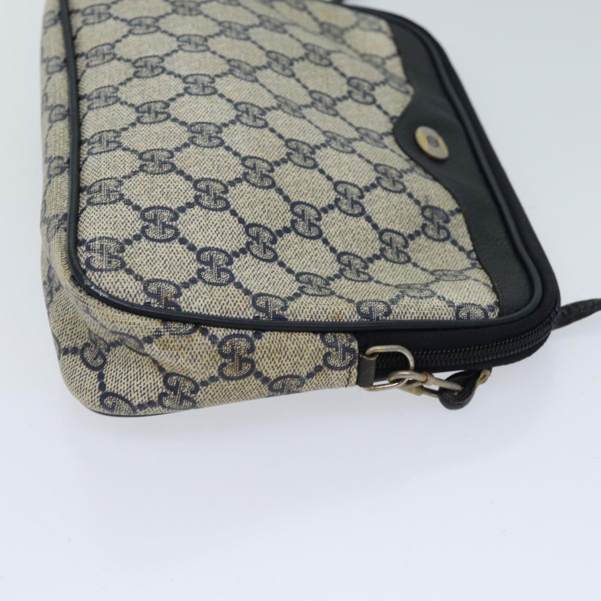 GUCCI GG Supreme Shoulder Bag PVC Navy 97 02 068 Auth 71425