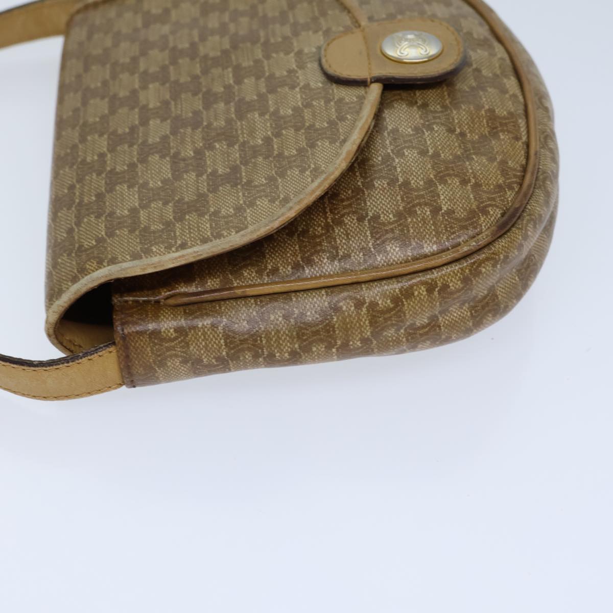 CELINE Macadam Canvas Shoulder Bag Coated Canvas Beige Auth 71434