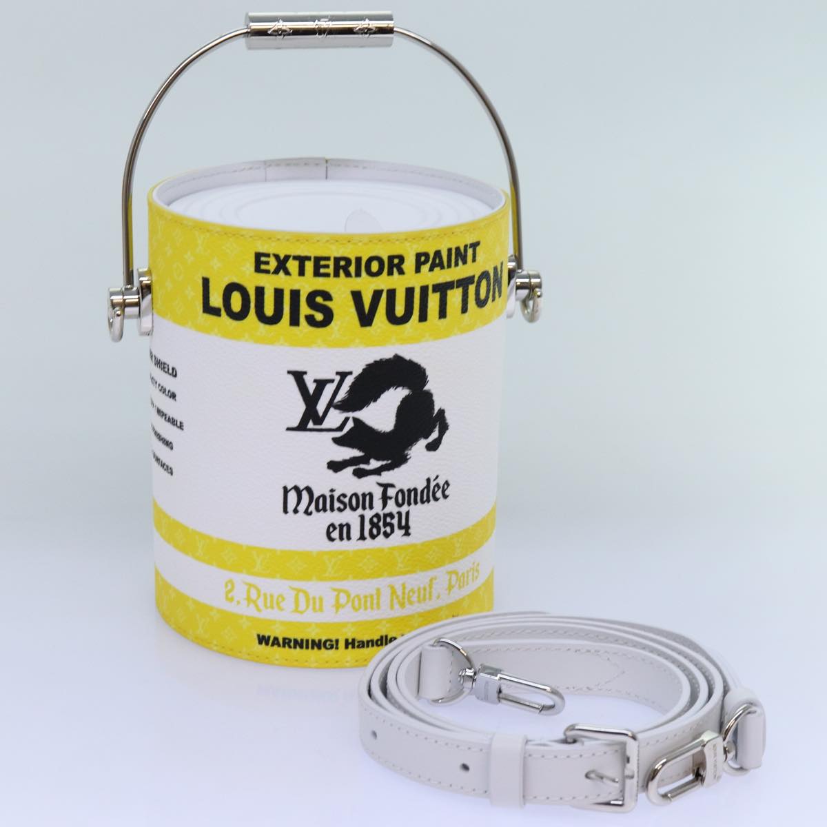 LOUIS VUITTON Monogram Painted Can Hand Bag PVC 2way Yellow M81593 Auth 71492SM
