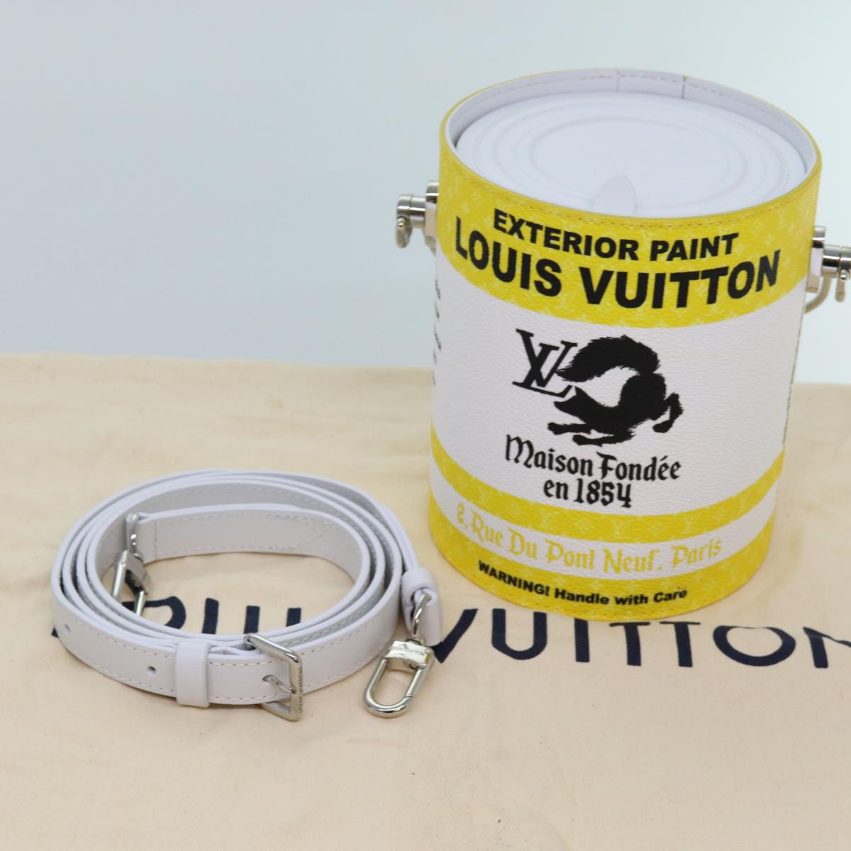 LOUIS VUITTON Monogram Painted Can Hand Bag PVC 2way Yellow M81593 Auth 71492SM